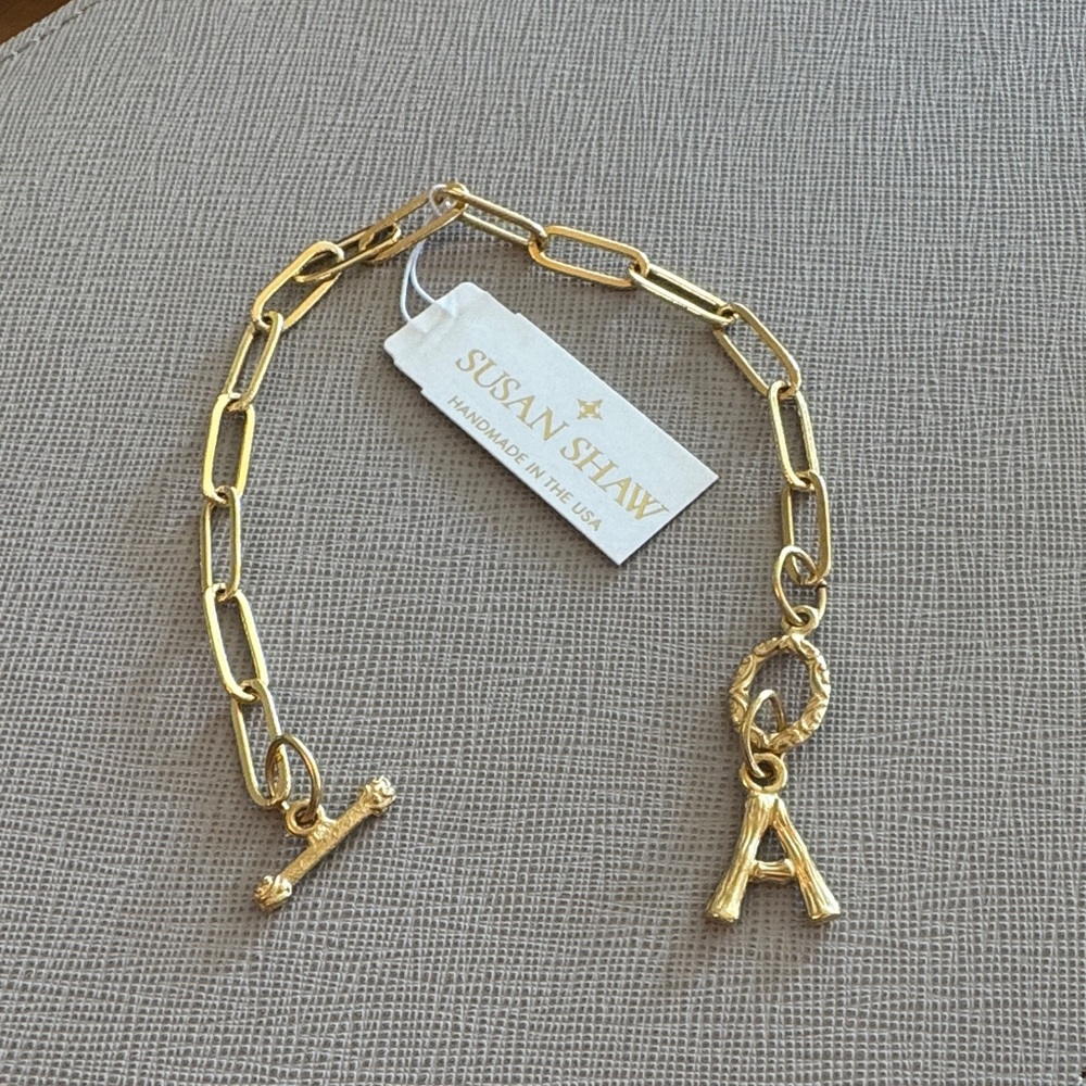 Gold Initial Charm Bracelet